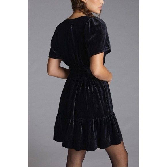 Maeve By Anthropologie Somerset Black Velvet Short Sleeve Mini Dress Size 3X - Picture 14 of 15